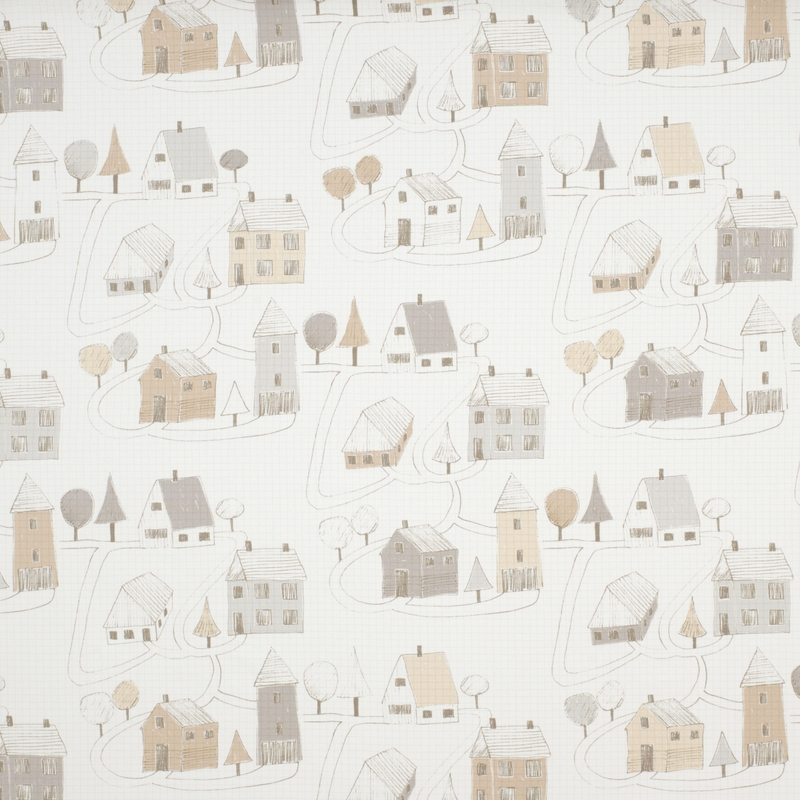 Stoff &#039;Happy Dreams&#039; Stadt beige/grau