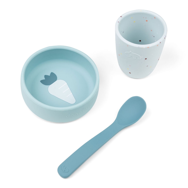 Babygeschirr aus Silikon &#039;First Meal&#039; blau