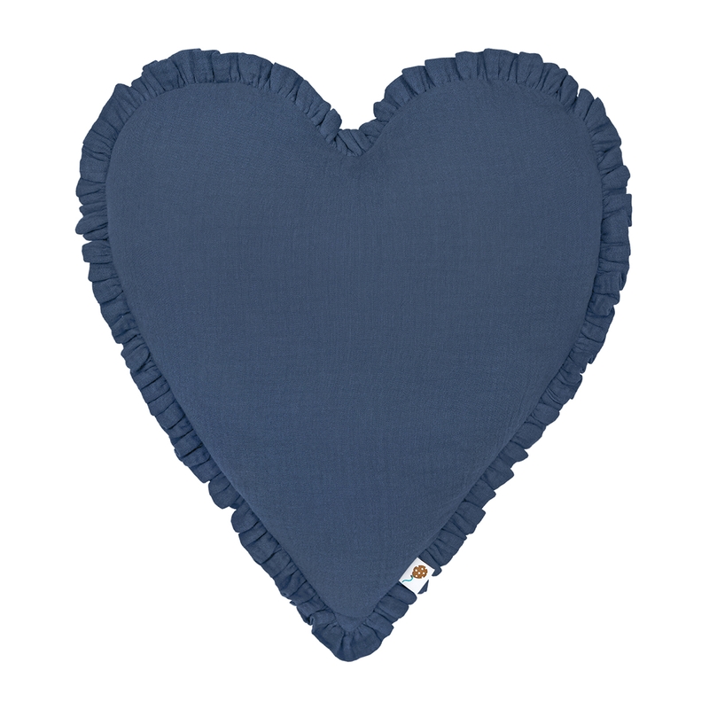 Kinderkissen &#039;Herz&#039; mit Rüschen jeansblau 40cm