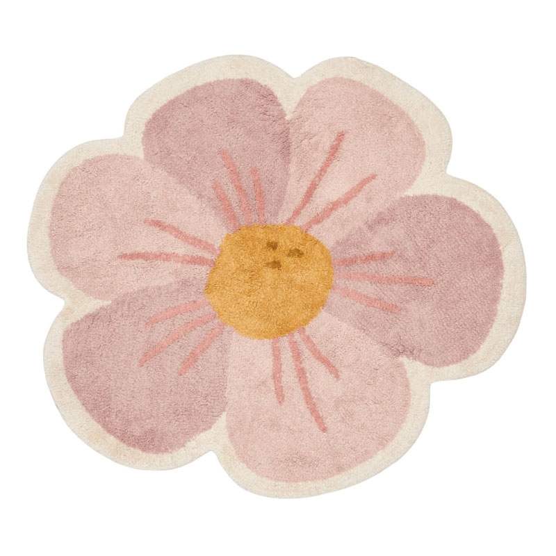 Kinderteppich &#039;Blume&#039; rosa 110cm waschbar