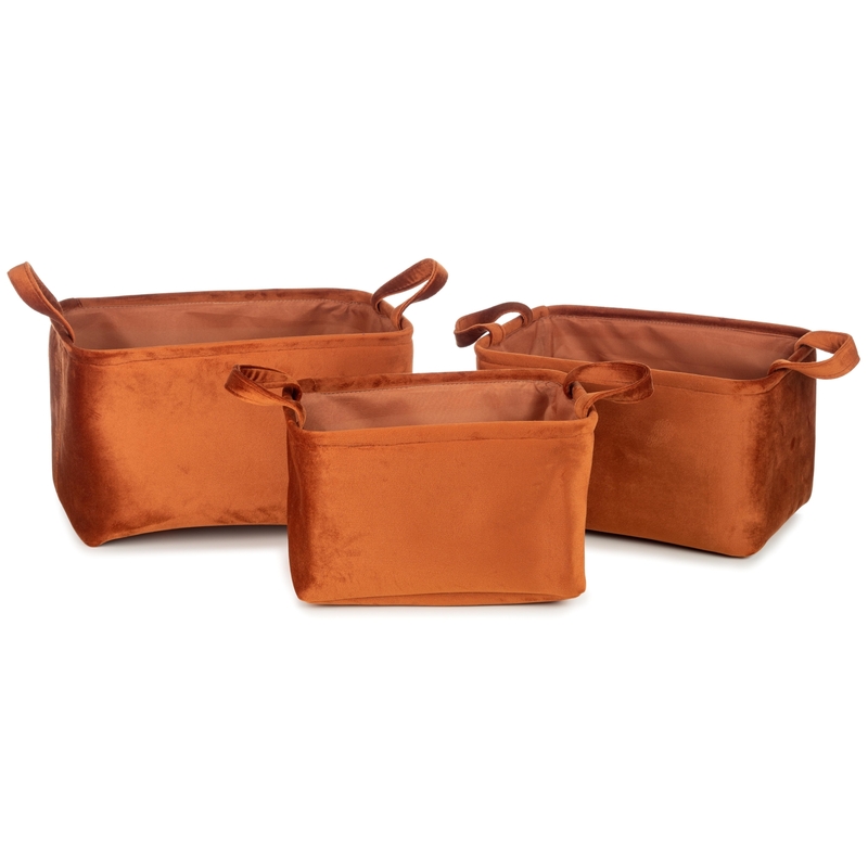 Aufbewahrungskörbe 'Billie' Samt terracotta