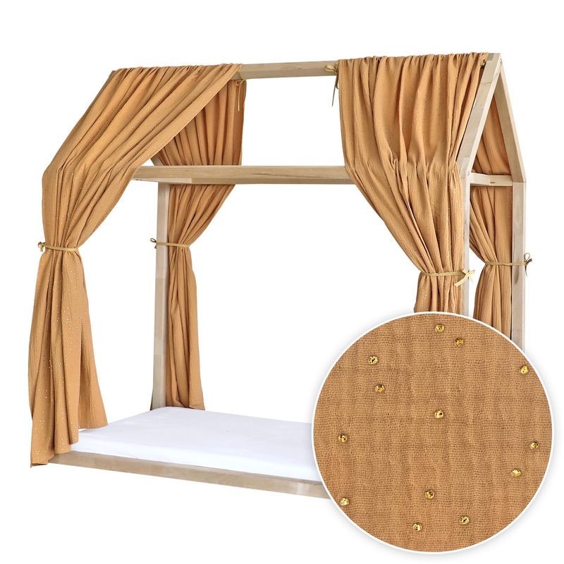 2er Set Hausbett-Himmel &#039;Goldpunkte&#039; camel 315cm