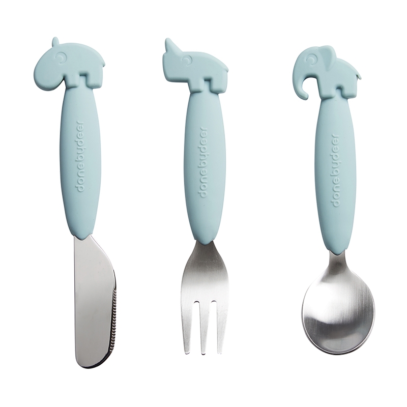 Besteck 'Yummy Plus' Silikon blau 3-tlg.