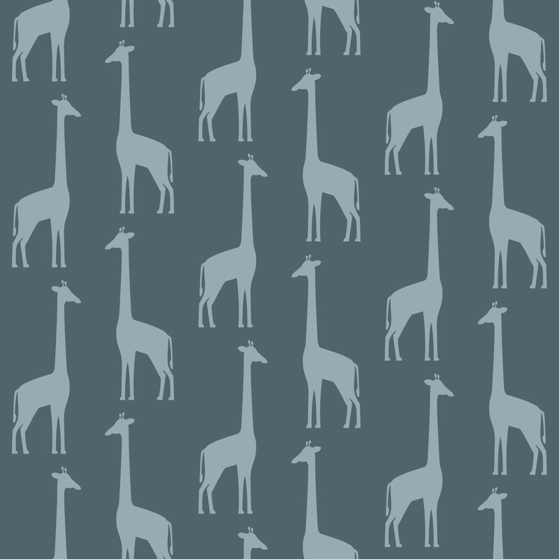 Vliestapete 'Giraffen' petrol/jade