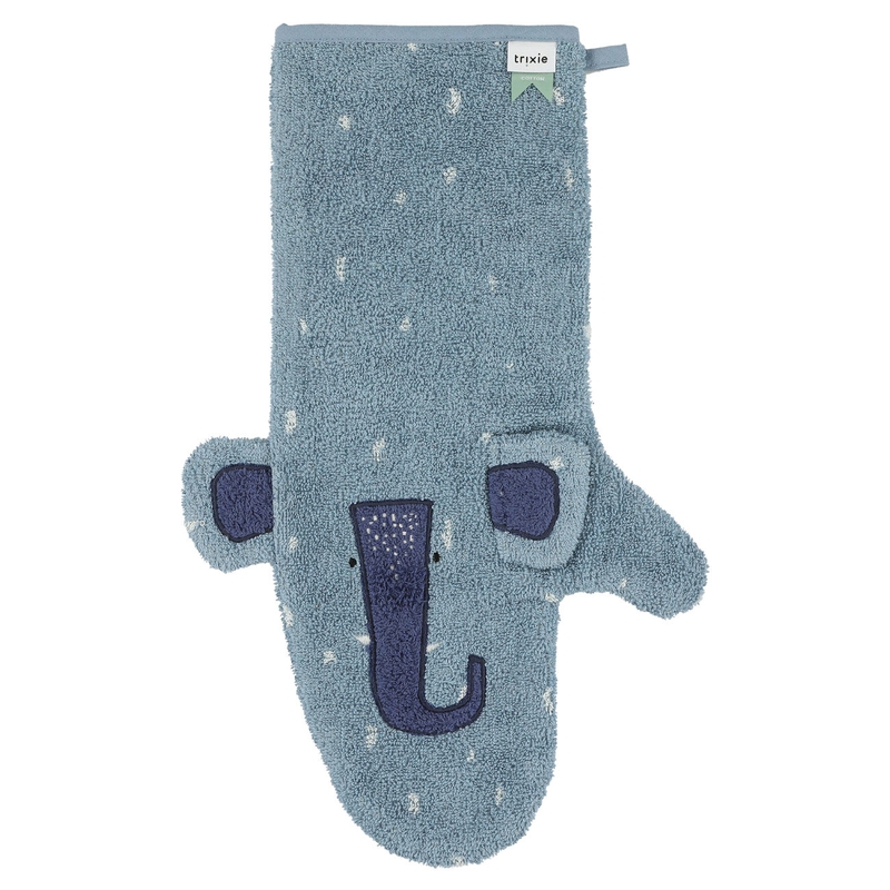 Bio Waschhandschuh &#039;Elefant&#039; aus Frottee blau
