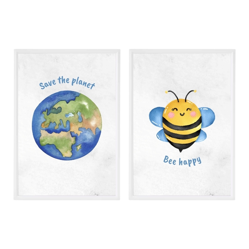 Kinderposter 2er Set &#039;Planet/Biene&#039; DIN A4