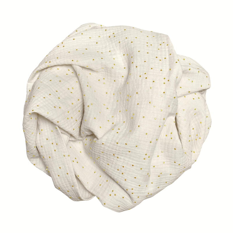 Swaddle/Pucktuch &#039;Goldpunkte&#039; Musselin creme