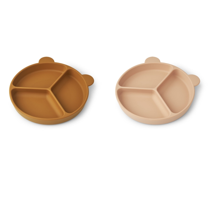Menüteller Silikon mustard/rose 2er Set