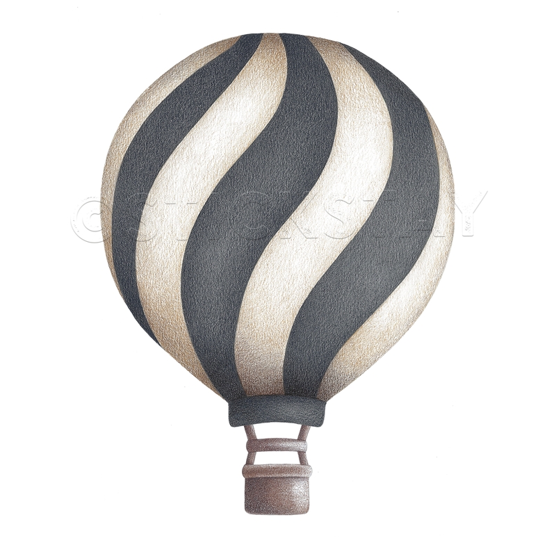 Wandsticker &#039;Heißluftballon&#039; gewellt blaugrau