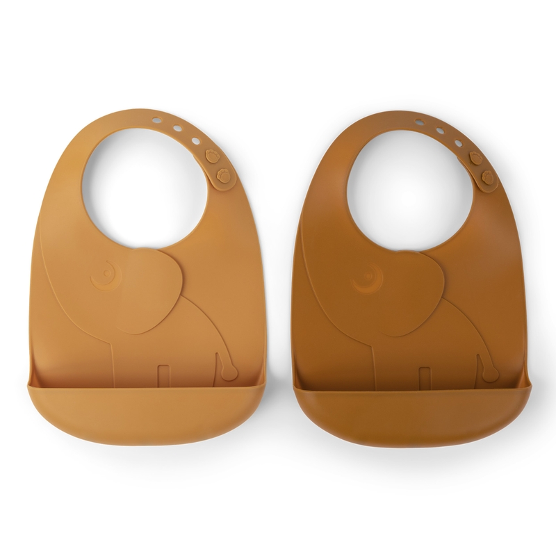 Lätzchen 'Peekaboo' Silikon camel 2er Set