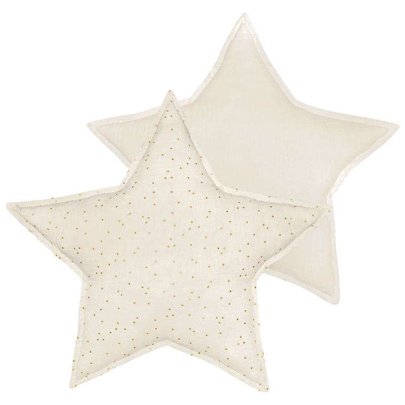 Kinderkissen &#039;Stern&#039; Punkte creme/gold 50cm