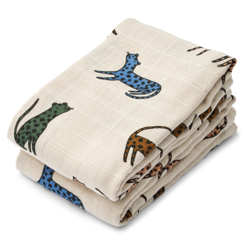 Bio Mulltücher &#039;Leopard&#039; 2er Set 65x65cm