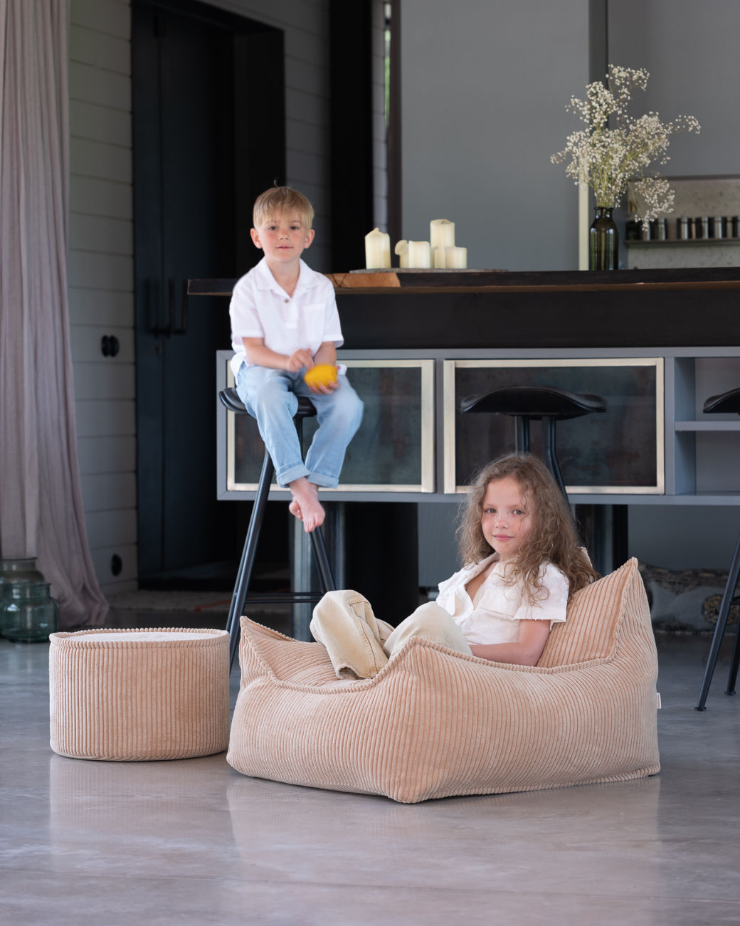 Wigiwama Kinder Sessel/Sitzsack Cord beige 80cm online kaufen