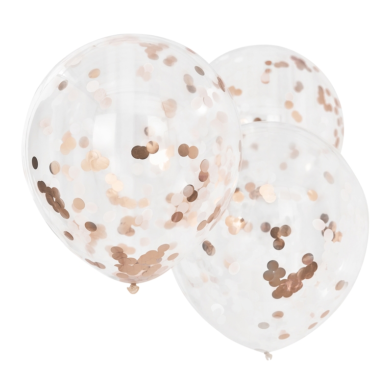 XL Konfetti-Luftballons roségold 3er Set 55cm