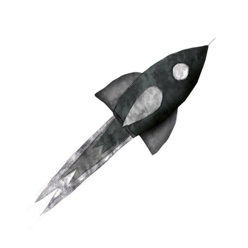 Wandsticker &#039;Rakete&#039; schwarz handgezeichnet