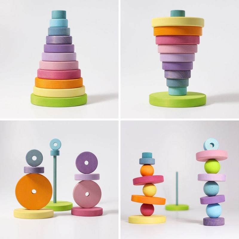 Montessori Holz-Stapelturm pastell ab 1 Jahr