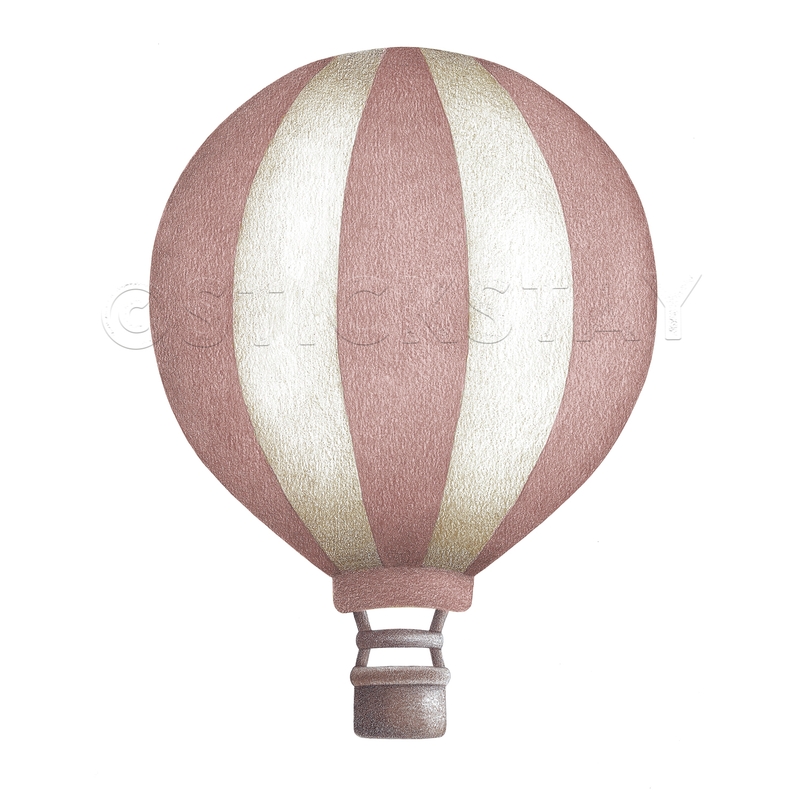 Wandsticker &#039;Heißluftballon&#039; gestreift altrosa