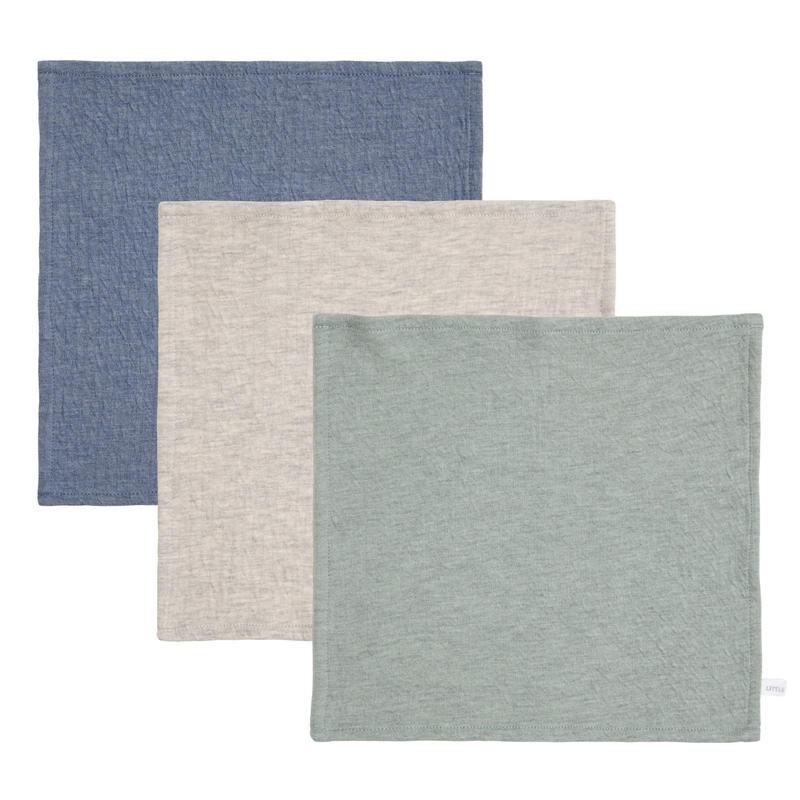 Spucktücher 'Pure' rauchblau/jade 3er Set