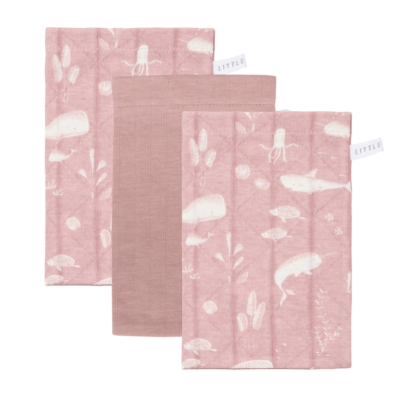 Waschlappen 'Ocean' puderrosa 3er Set