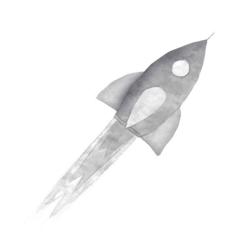 Wandsticker &#039;Rakete&#039; grau handgezeichnet