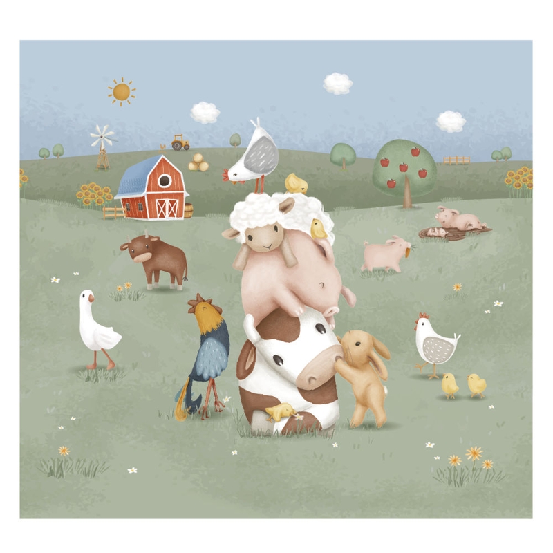 Fototapete &#039;Little Farm&#039; Bauernhoftiere 300x280cm