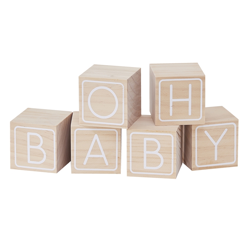 Holzwürfel &#039;Oh Baby&#039; natur/weiß je 6cm