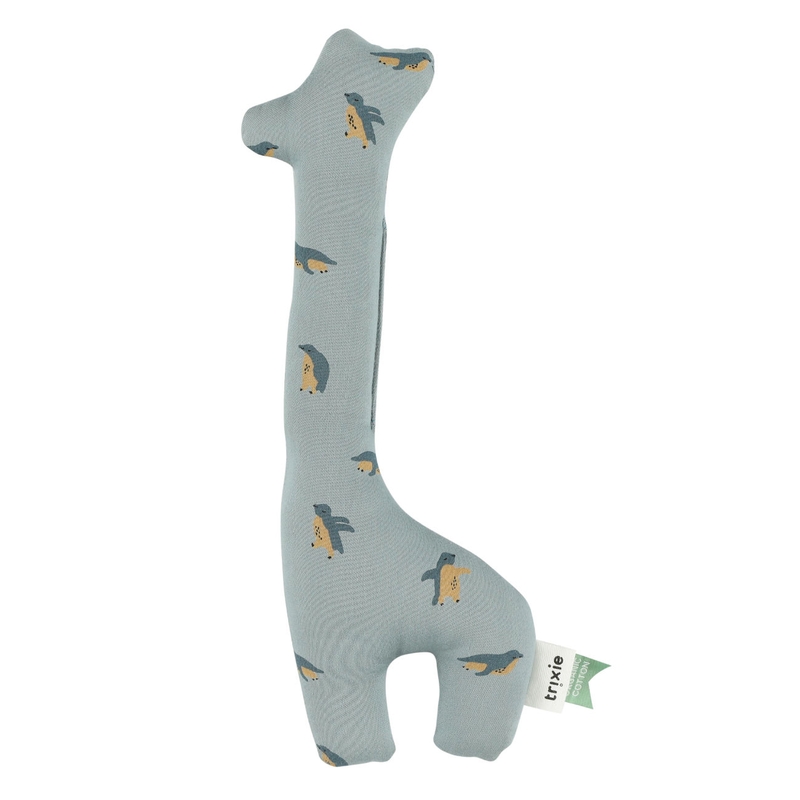Babyrassel Giraffe &#039;Penguins&#039; blau 26cm
