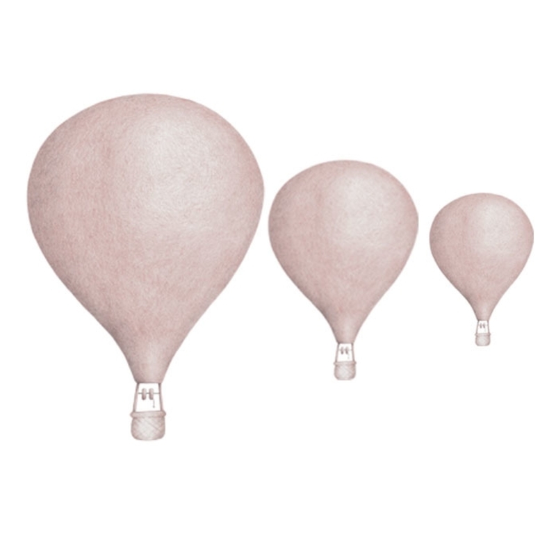 Wandsticker &#039;Heißluftballons&#039; altrosa 3D Optik