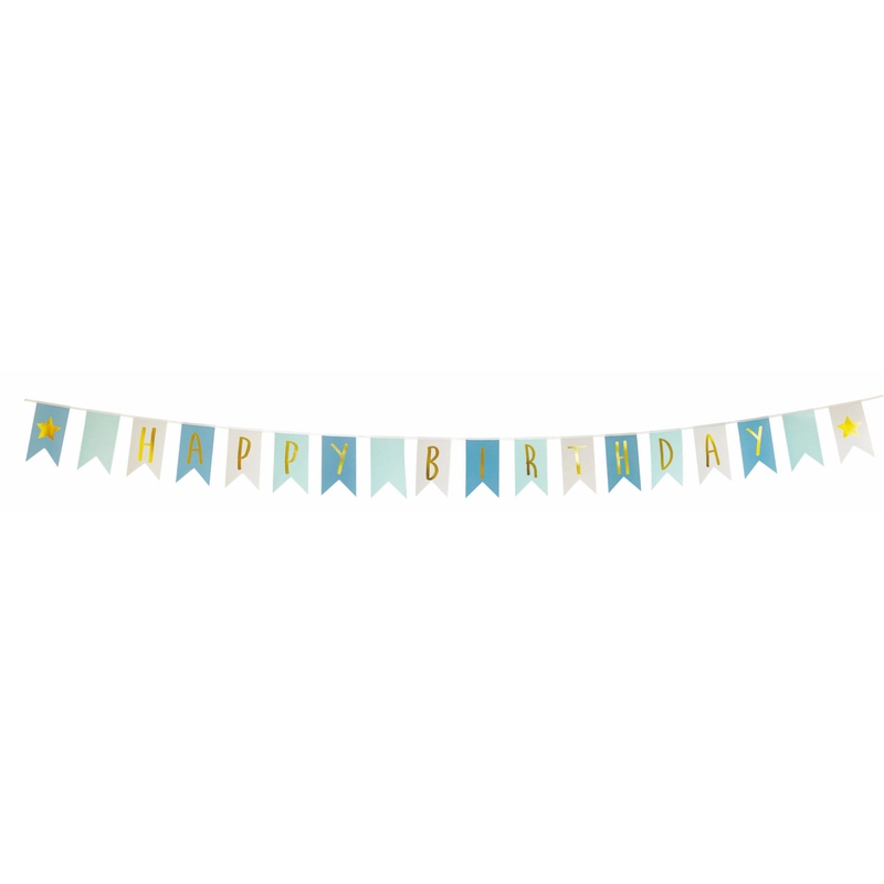 Girlande 'Happy Birthday' blau 350cm