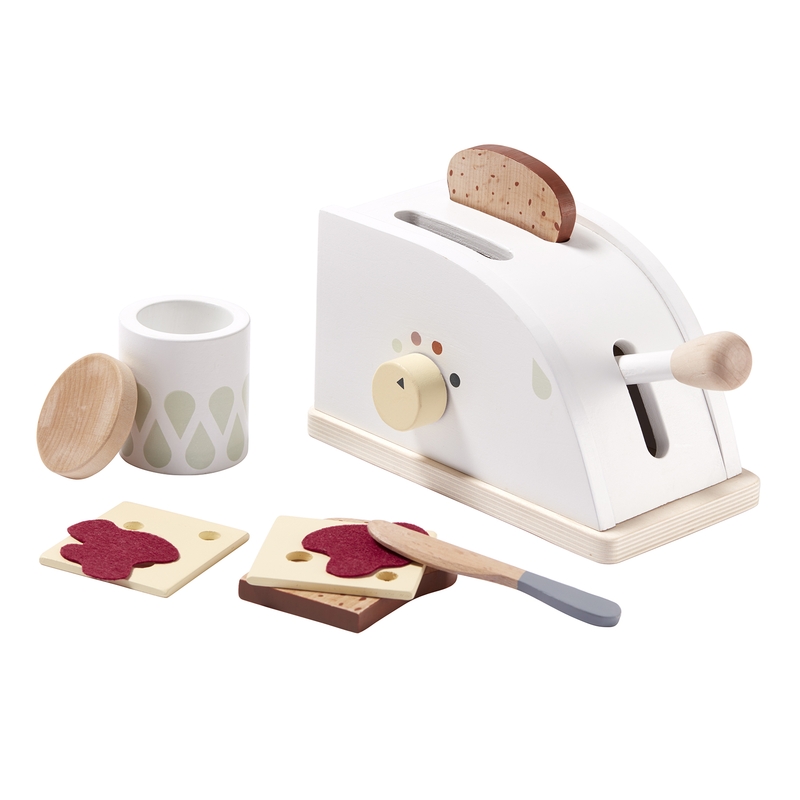 Toaster-Set aus Holz weiß/natur ab 3 Jahren