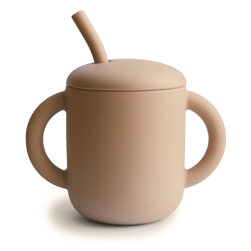 Trinklernbecher mit Strohhalm 175ml Silikon natural