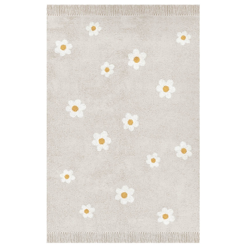 Kinderteppich &#039;Blumen&#039; beige waschbar 120x170cm
