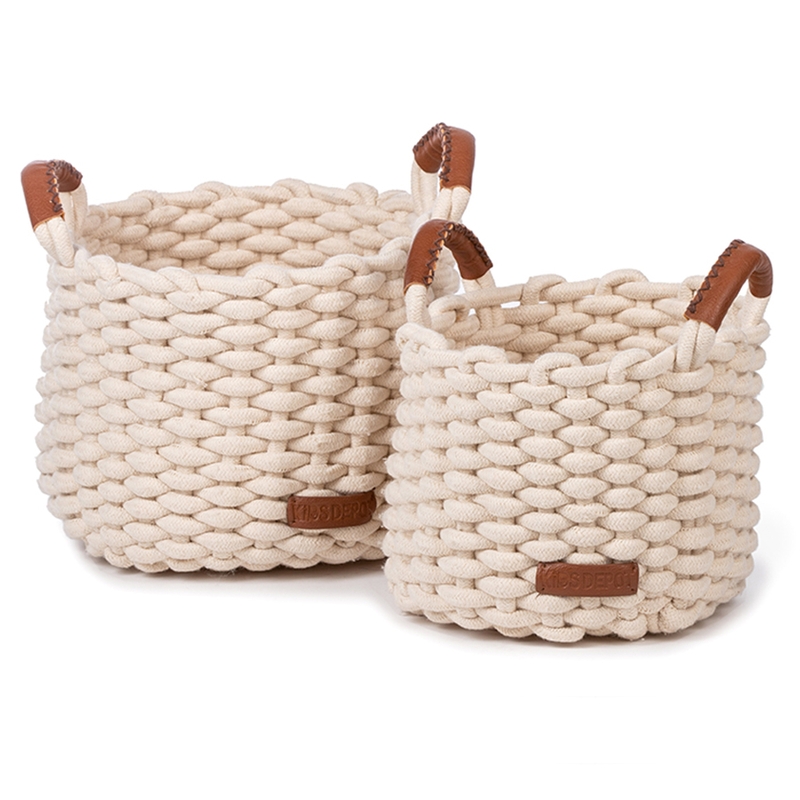 Flechtkörbe aus Baumwolle creme 2er Set
