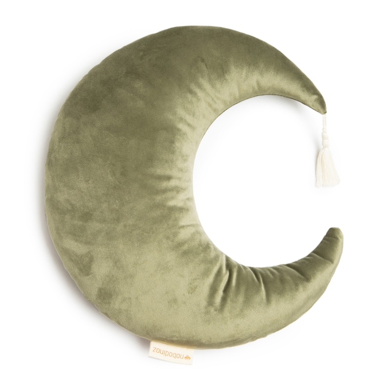 Bio Kissen &#039;Mond&#039; aus Samt olive green