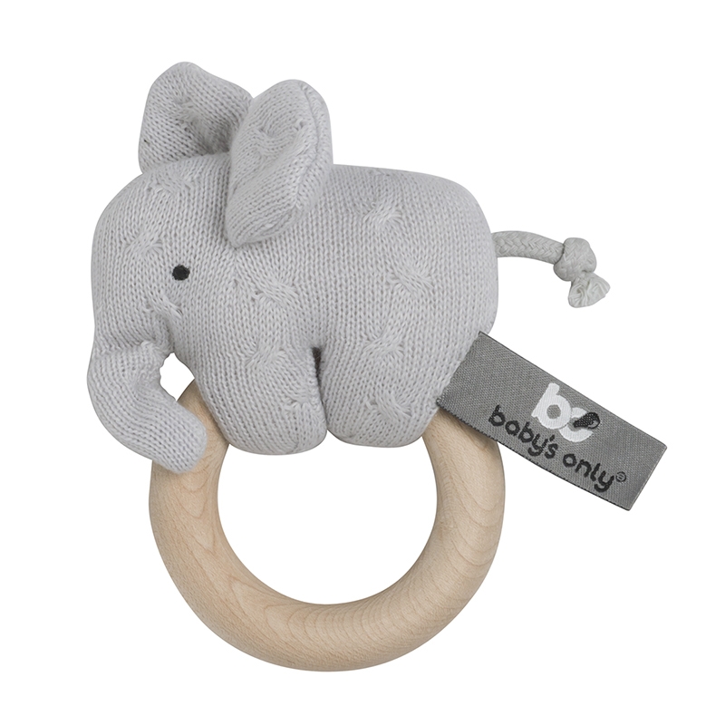 Greifling Elefant 'Zopf' Holz/Strick grau