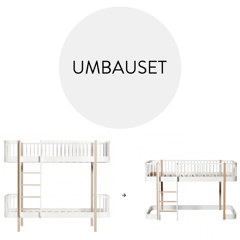 Umbauset 'Wood' - Etagenbett zum Halbhochbett Eiche/weiß