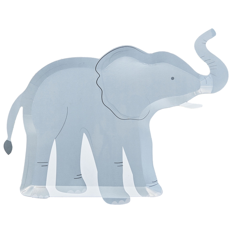 Pappteller &#039;Elefant&#039; grau 8 St.