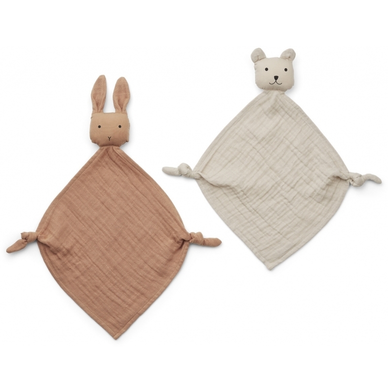 Schnuffeltuch-Set 'Hase & Bär' creme/altrosa