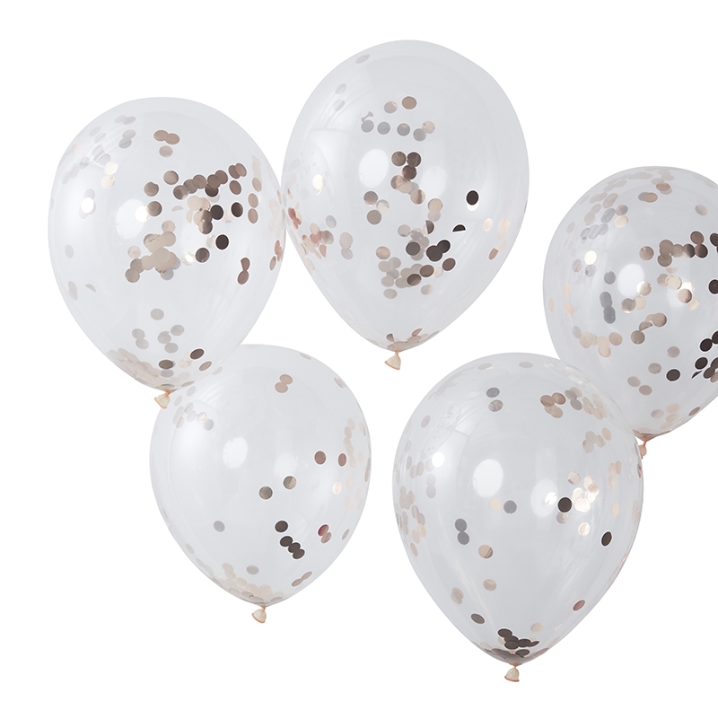 Konfetti-Luftballons roségold 5er Set