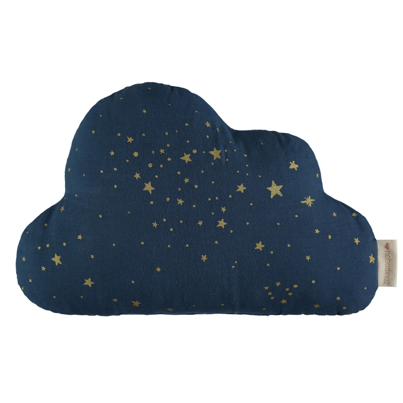 Bio Kissen Wolke &#039;Gold Stella&#039; dunkelblau 38cm