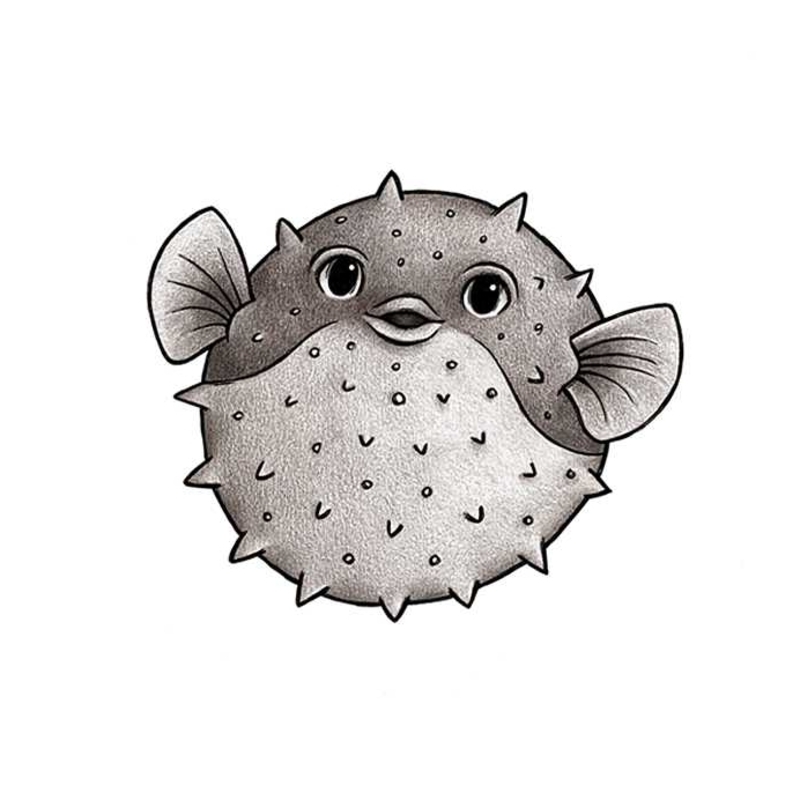 Wandsticker &#039;Kugelfisch&#039; handgezeichnet