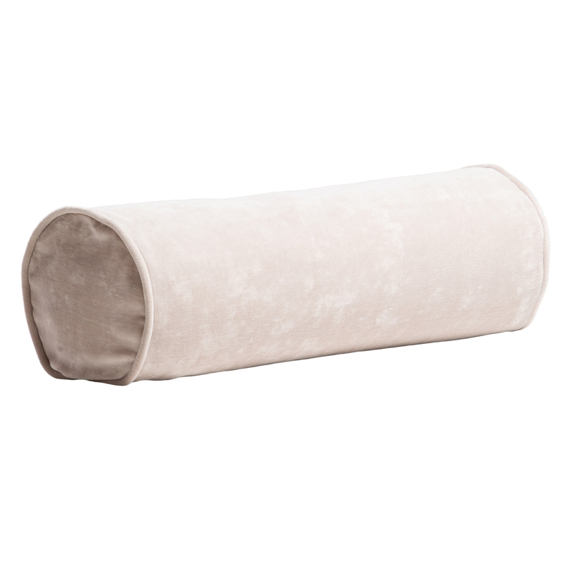 Kissenrolle mit Samtbezug beige 60x20cm