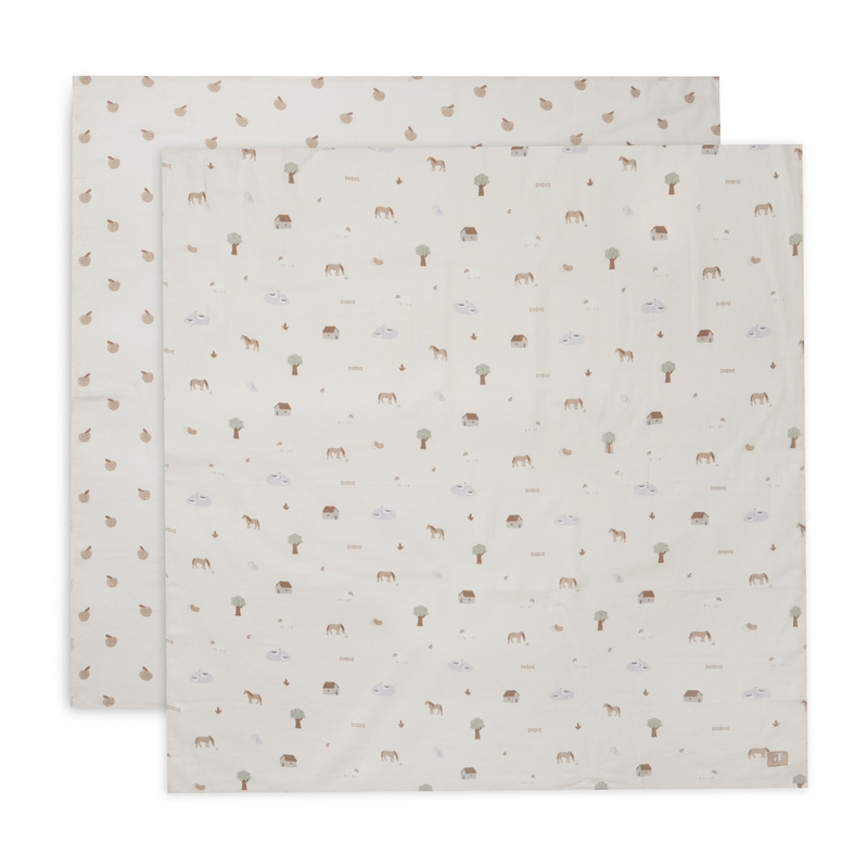Pucktücher &#039;Farm&#039; beige 2er Set 115x115cm