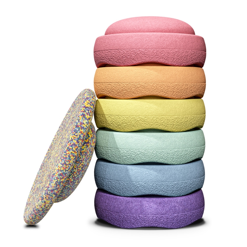 Stapelsteine &amp; Board &#039;Rainbow&#039; pastel ab 1 Jahr
