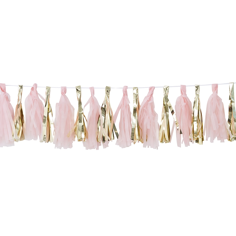 DIY-Quastengirlande &#039;Oh Baby&#039; gold/rosa