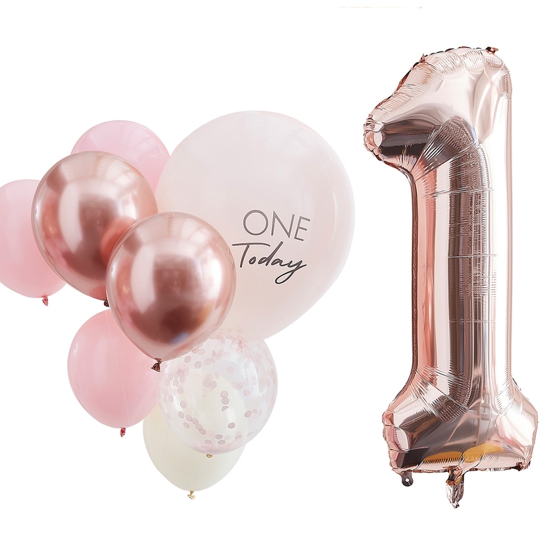 Geburtstagsluftballons &#039;One Today&#039; roségold/rosa