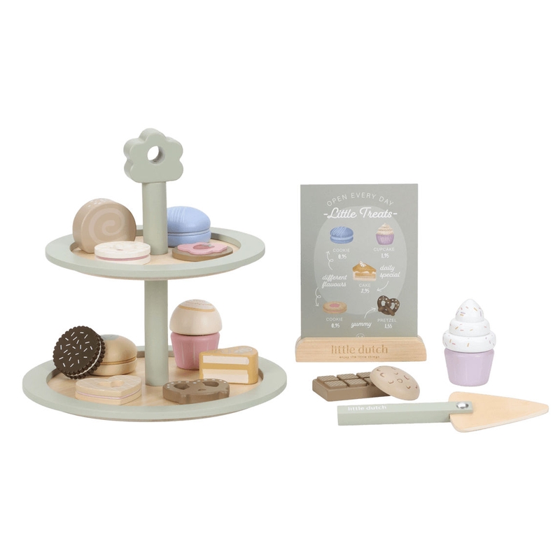 Holz-Etagere mit Gebäck hellgrün ab 3 Jahren