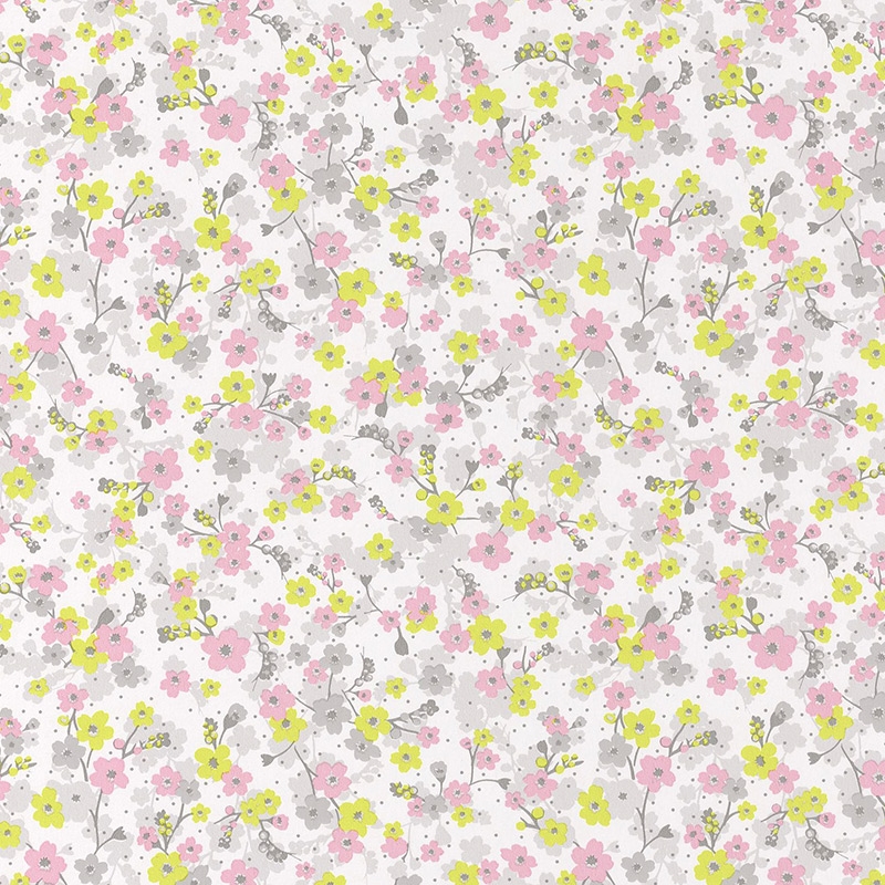 Tapete Blümchen rosa/lime &#039;Pretty Lili&#039;