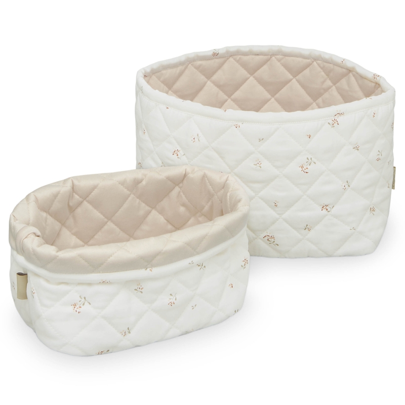 Bio Stoffkörbchen 'Poppies' creme 2er Set