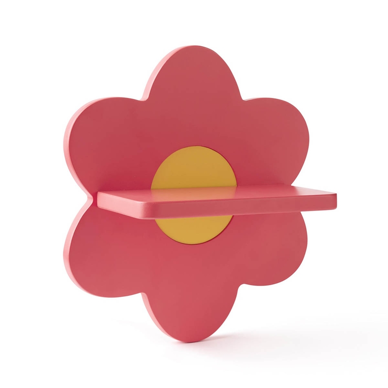 Wandregal &#039;Blume&#039; Holz rosa 30cm